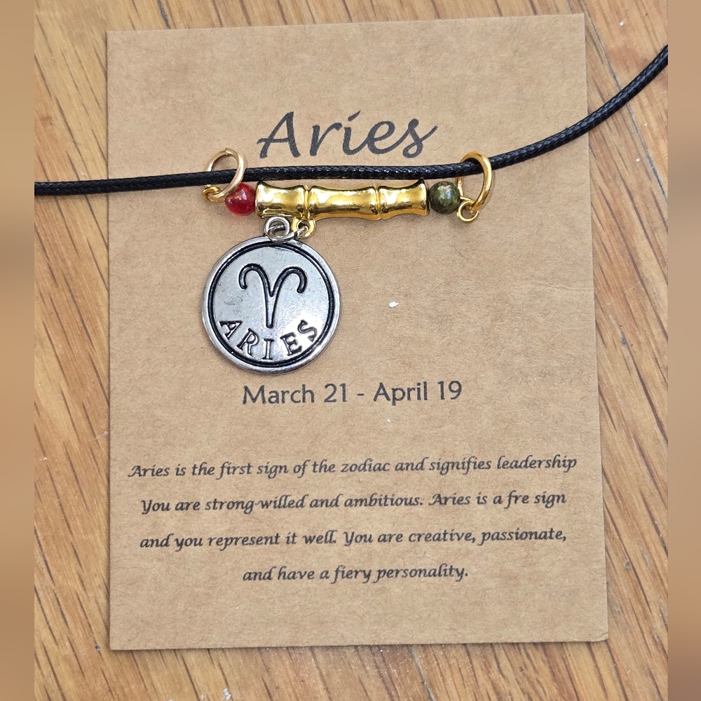 Aries Zodiac Vibe Bar Necklace – Carnelian & Bloodstone, Astrology Jewelry Gift